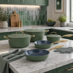 Batteria 12 pezzi antiaderente ceramico Rhapsody verde