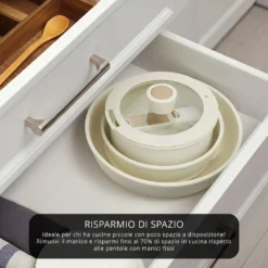 Batteria 6 pezzi con manico staccabile bianco