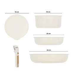 Batteria 6 pezzi con manico staccabile bianco