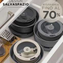 Batteria 9 pezzi Eaziclip grigia con manici staccabili