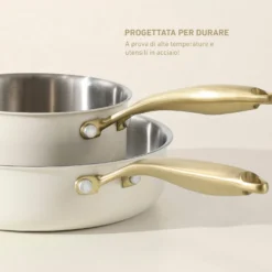 Batteria 9 pezzi in acciaio bianco oro California