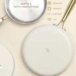 Batteria 9 pezzi in acciaio bianco oro California