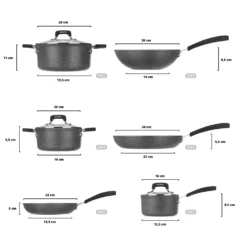 Batteria 9 pezzi perfetta per induzione New Petra Dark