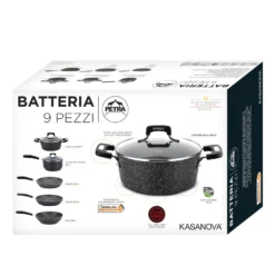Batteria 9 pezzi perfetta per induzione New Petra Dark