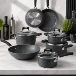 Batteria 9 pezzi perfetta per induzione New Petra Dark