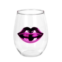 Bicchiera vetro labbra rosa 400 ml