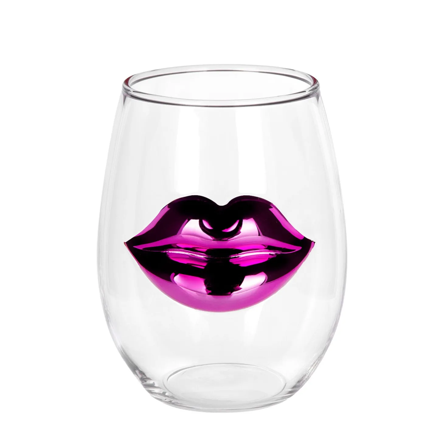 Bicchiera vetro labbra rosa 400 ml