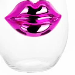 Bicchiera vetro labbra rosa 400 ml