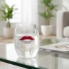 Bicchiera vetro labbra rosse bianche 400 ml