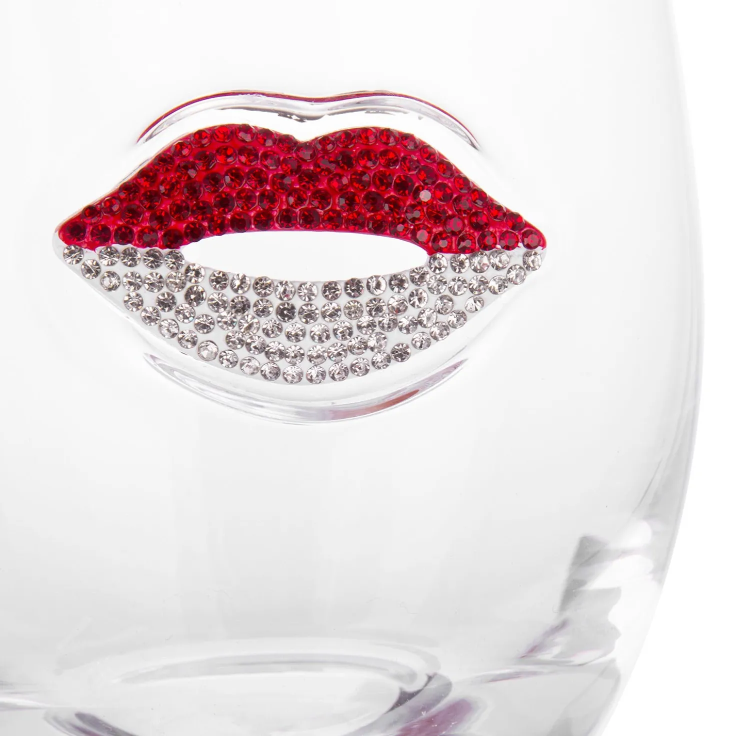 Bicchiera vetro labbra rosse bianche 400 ml