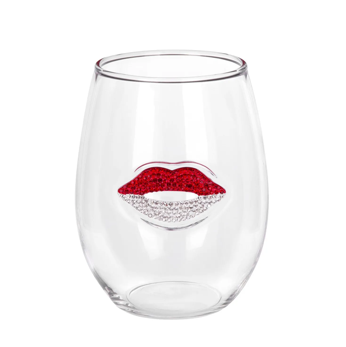 Bicchiera vetro labbra rosse bianche 400 ml