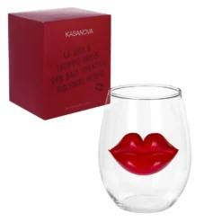 Bicchiera vetro labbra rosse 400 ml