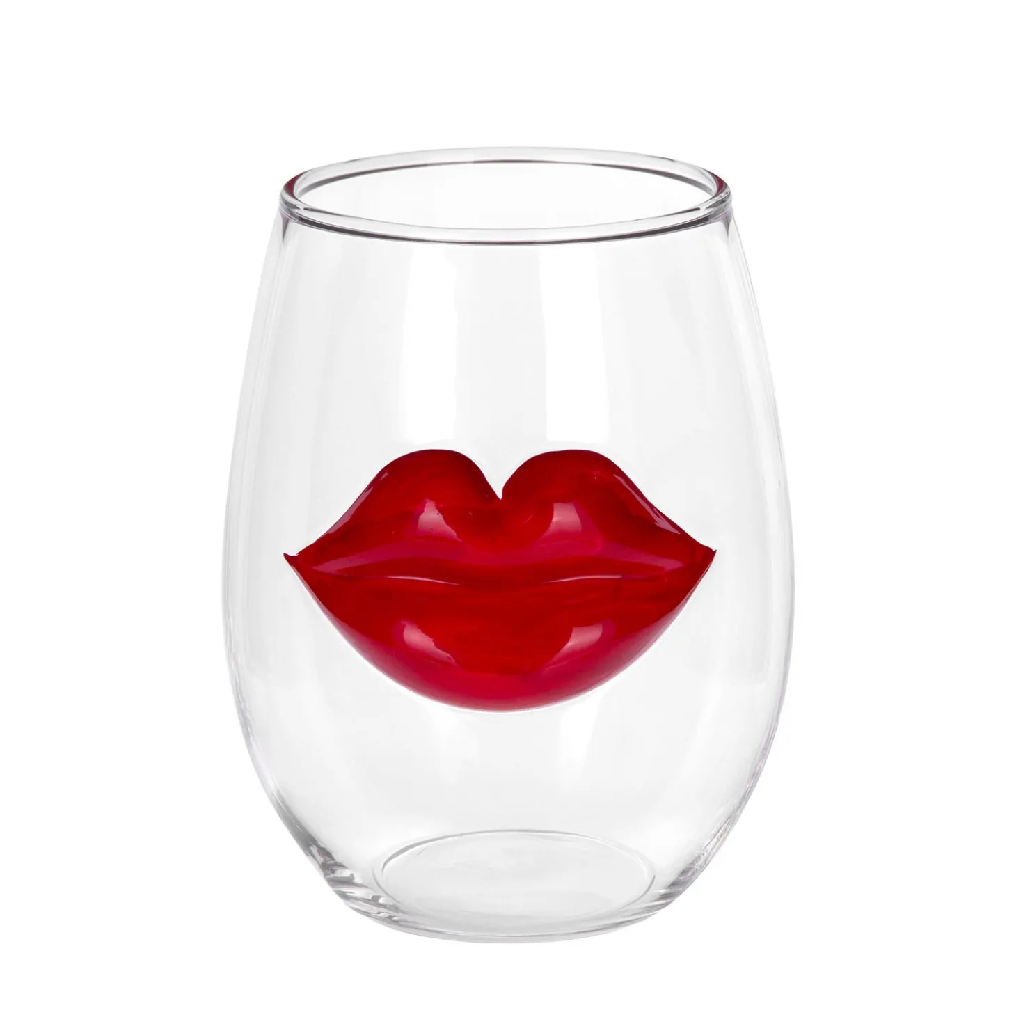 Bicchiera vetro labbra rosse 400 ml
