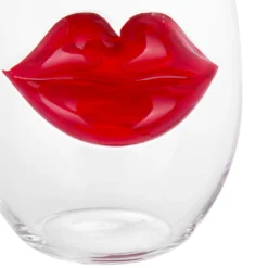 Bicchiera vetro labbra rosse 400 ml