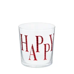 Bicchiere acqua decoro Happy tartan rosso Xmas Carol