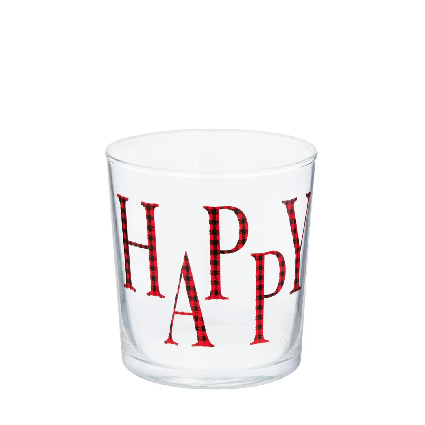 Bicchiere acqua decoro Happy tartan rosso Xmas Carol