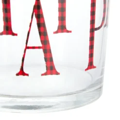 Bicchiere acqua decoro Happy tartan rosso Xmas Carol