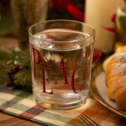 Bicchiere acqua decoro Peace tartan rosso Xmas Carol