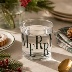 Bicchiere acqua Merry tartan verde Xmas Carol