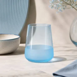 Bicchiere acqua vetro 420 ml azzurro Blaze