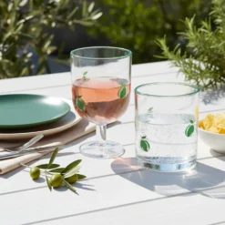 Bicchiere acqua vetro 410 ml decoro limone verde