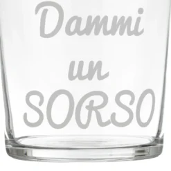 Bicchiere acqua vetro scritta Dammi un sorso 360 ml