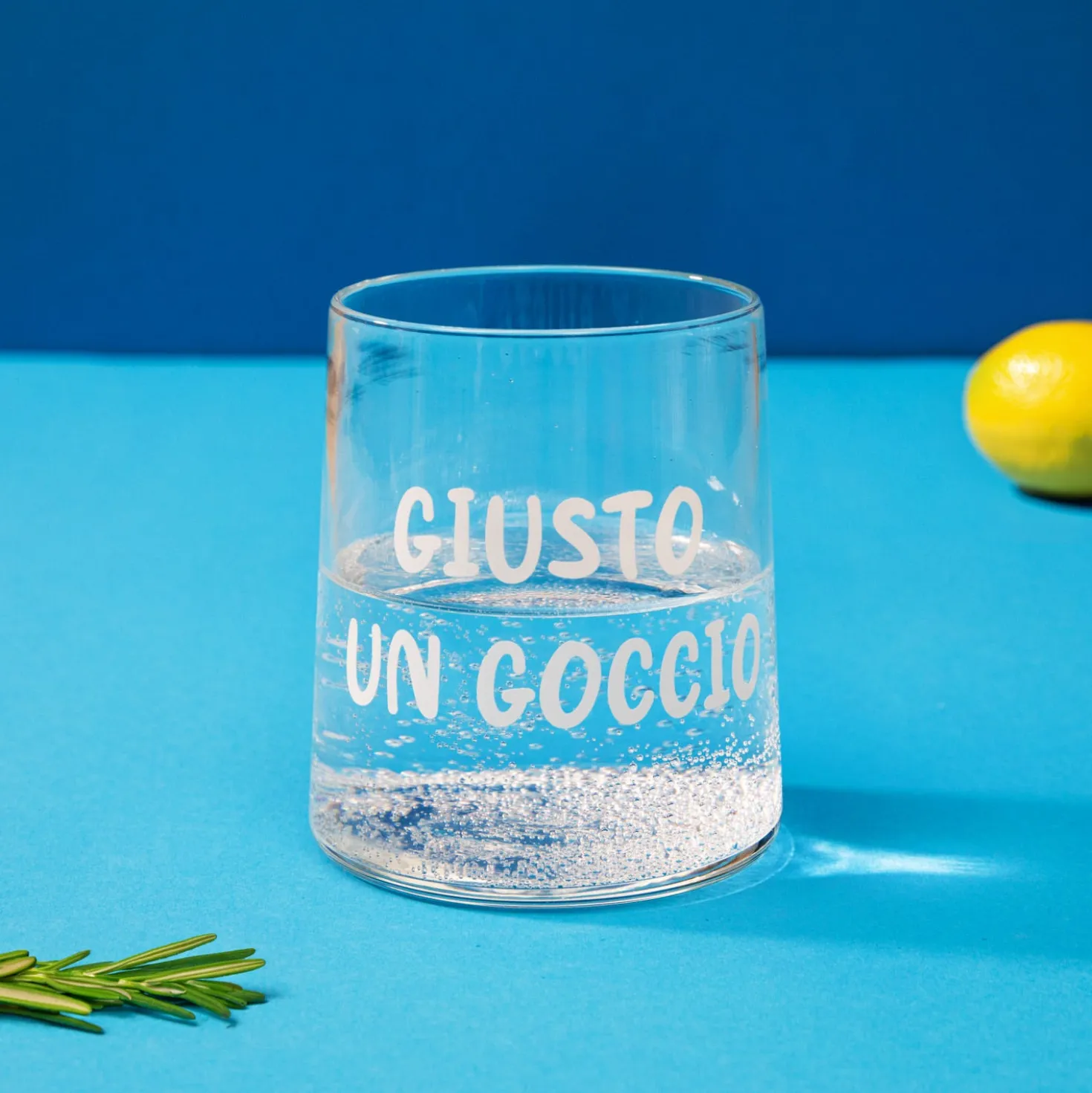 Bicchiere acqua vetro scritta Giusto un goccio 350 ml