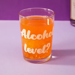 Bicchiere bibita in vetro scritta Alcohol level 490 ml