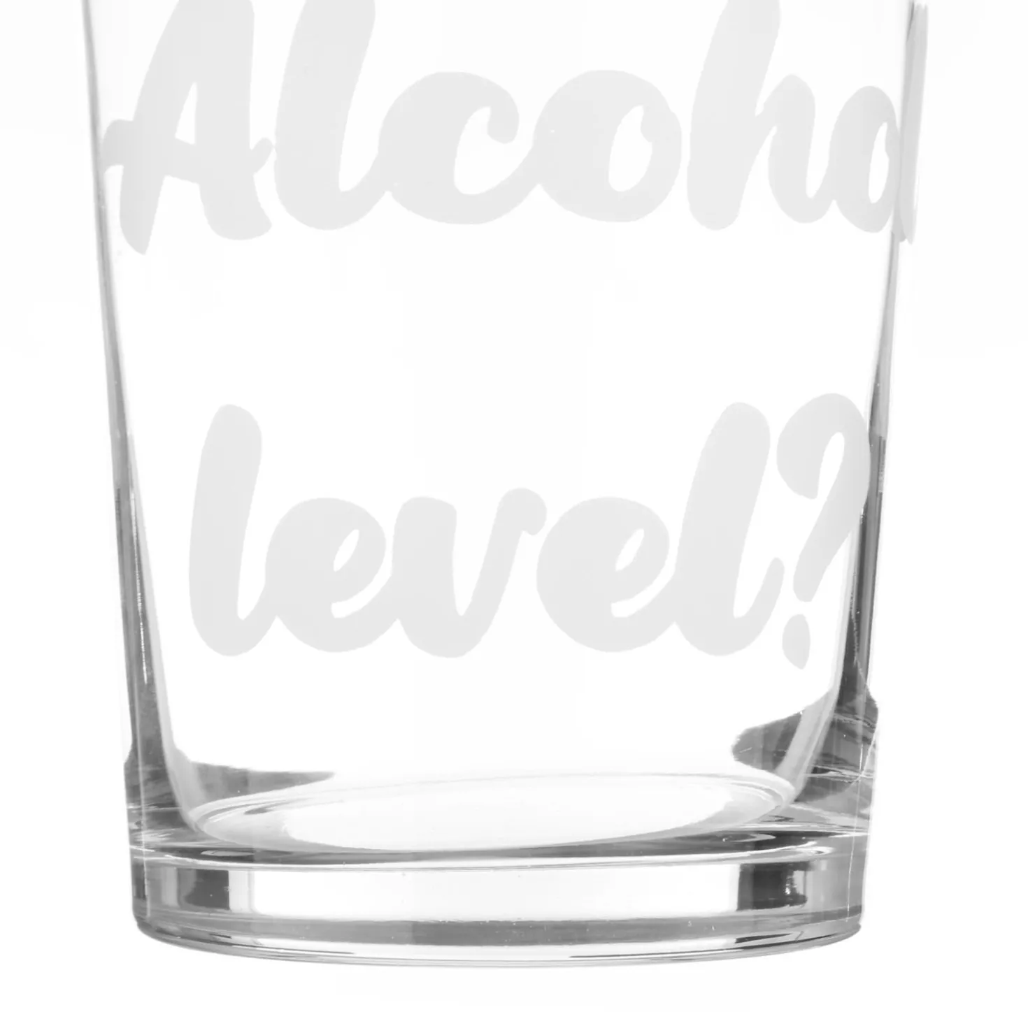 Bicchiere bibita in vetro scritta Alcohol level 490 ml
