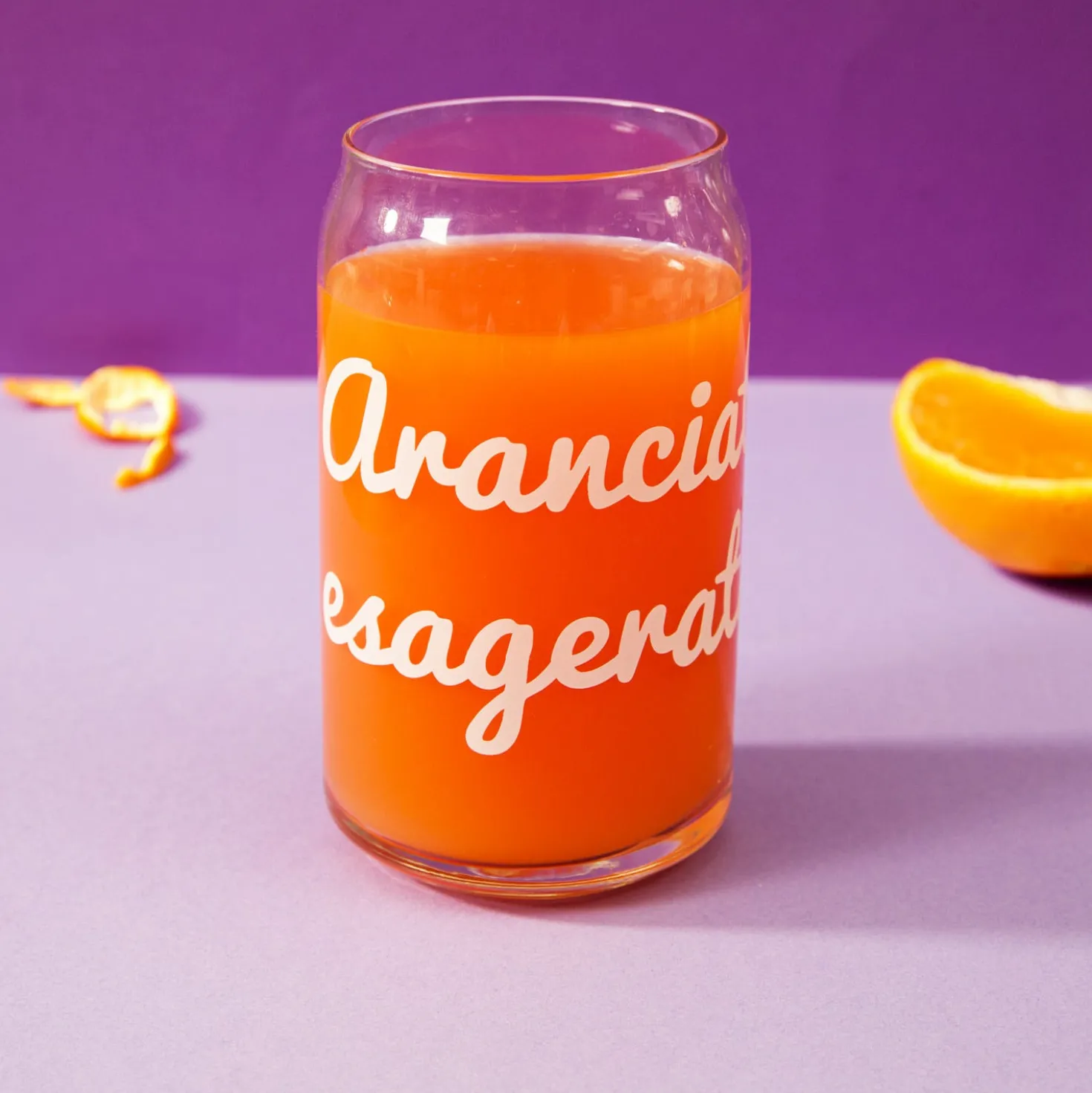 Bicchiere bibita in vetro scritta Arancia esagerata 470 ml