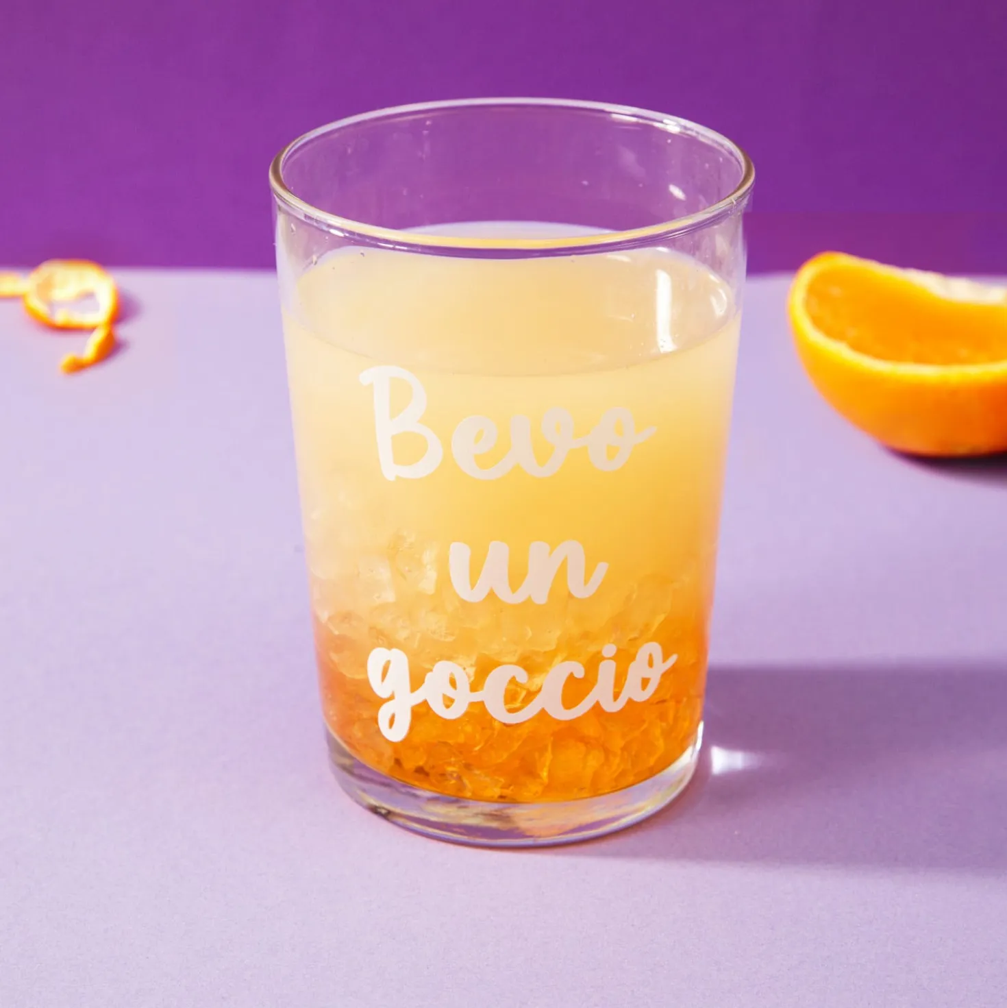Bicchiere bibita in vetro scritta Bevo un goccio 490 ml