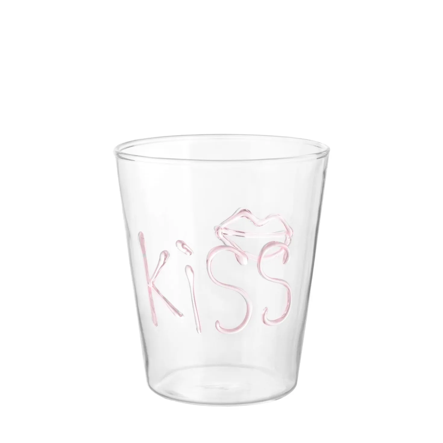 Bicchiere decoro Kiss in vetro borosilicato, 380 ml