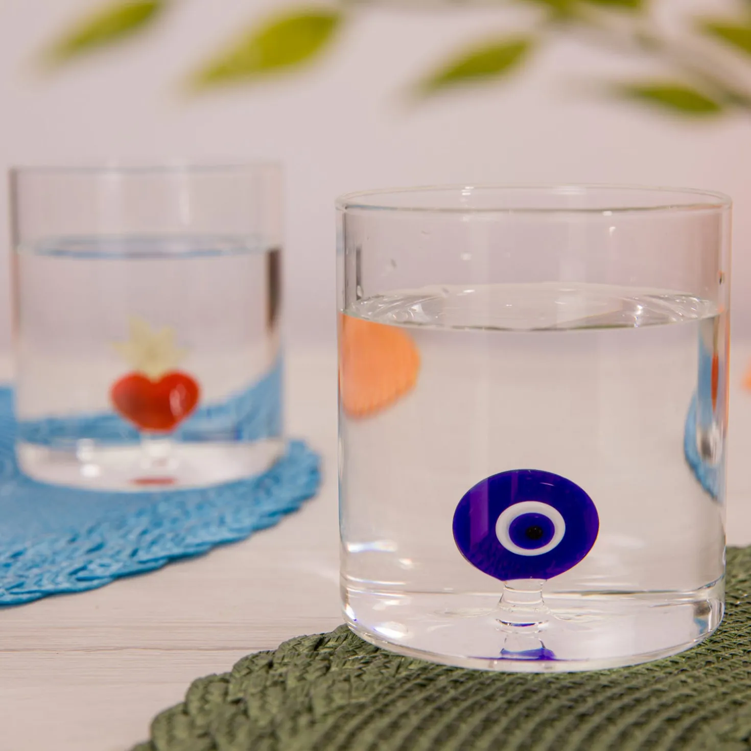 Bicchiere in vetro borosilicato 350 ml occhio greco