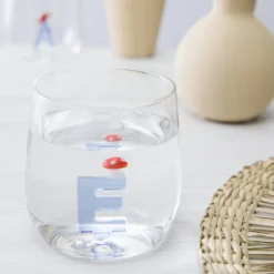 Bicchiere lettera E fungo in vetro borosilicato design Benny Setti