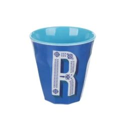 Bicchiere melammina blu lettera R 280 ml Maiolika