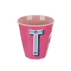 Bicchiere melammina fucsia lettera T 280 ml Maiolika