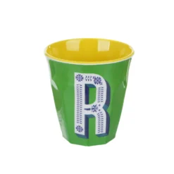 Bicchiere melammina verde lettera R 280 ml Maiolika