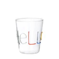 Bicchiere scritta Hello in vetro borosilicato, da 380 ml