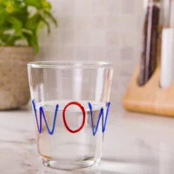 Bicchiere scritta Wow 380 ml in vetro borosilicato