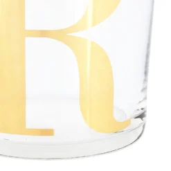 Bicchiere vetro con iniziale oro Lettera R