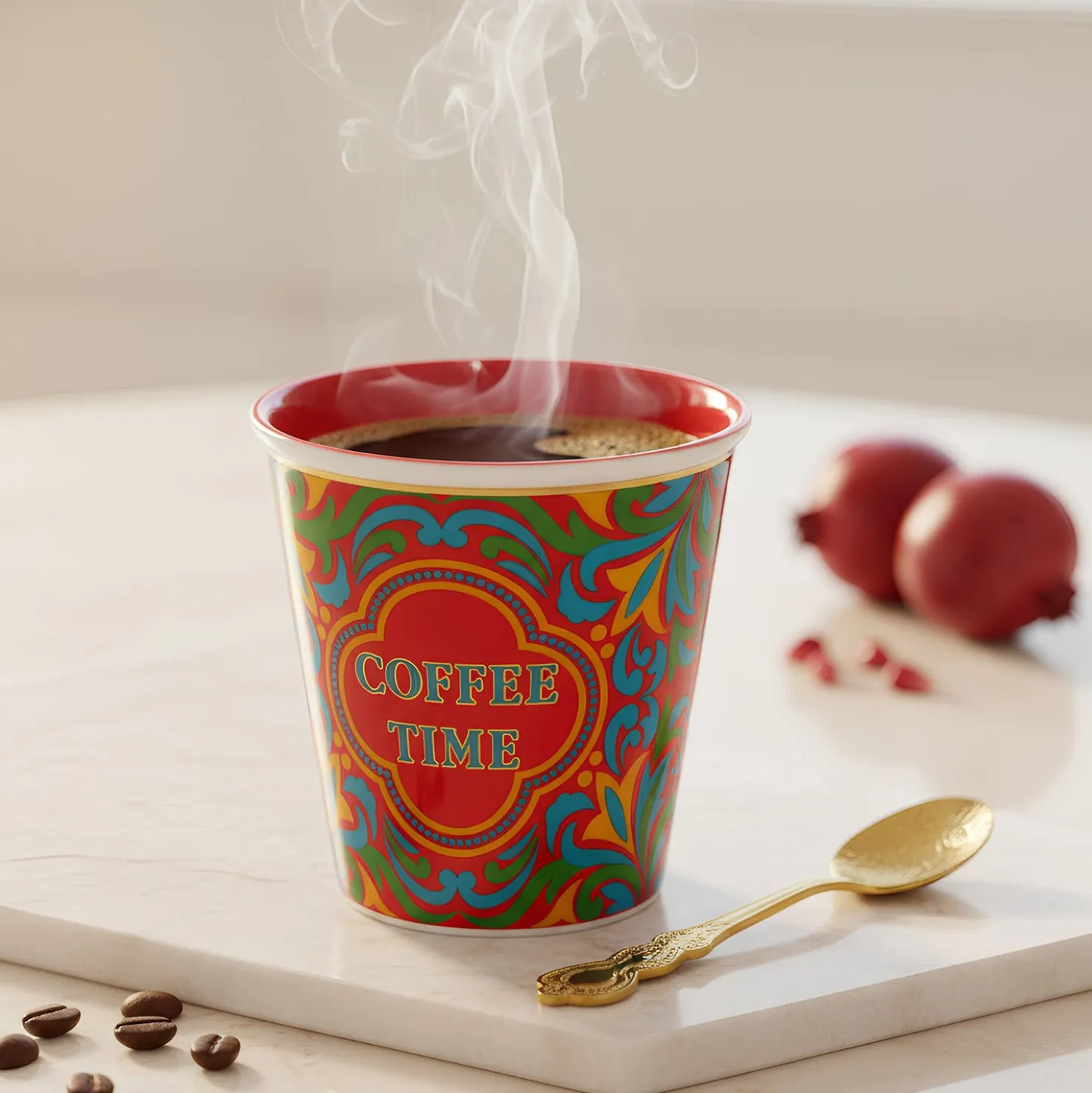 Bicchierino caffè porcellana Royal Garden rosso