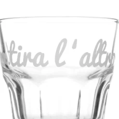 Bicchierino 130 ml scritta Uno tira l'altro in vetro