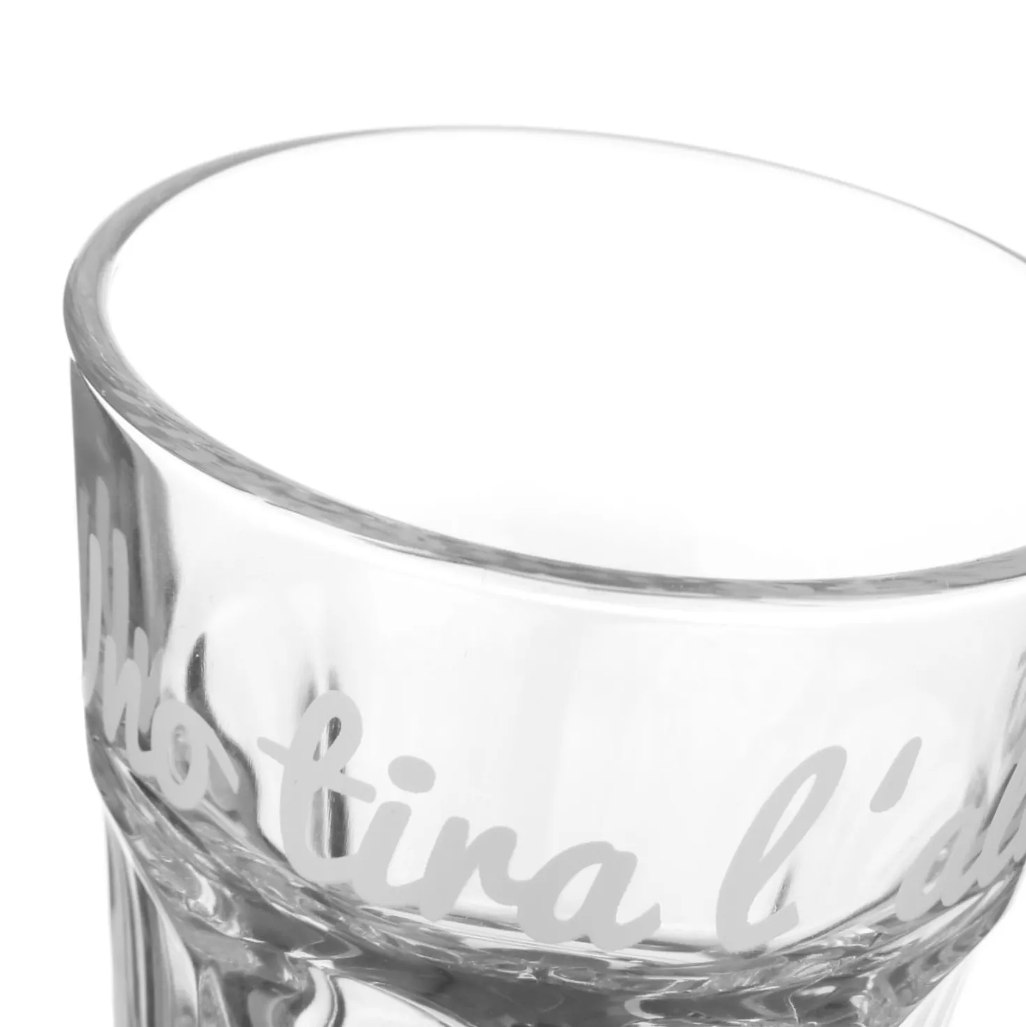 Bicchierino 130 ml scritta Uno tira l'altro in vetro