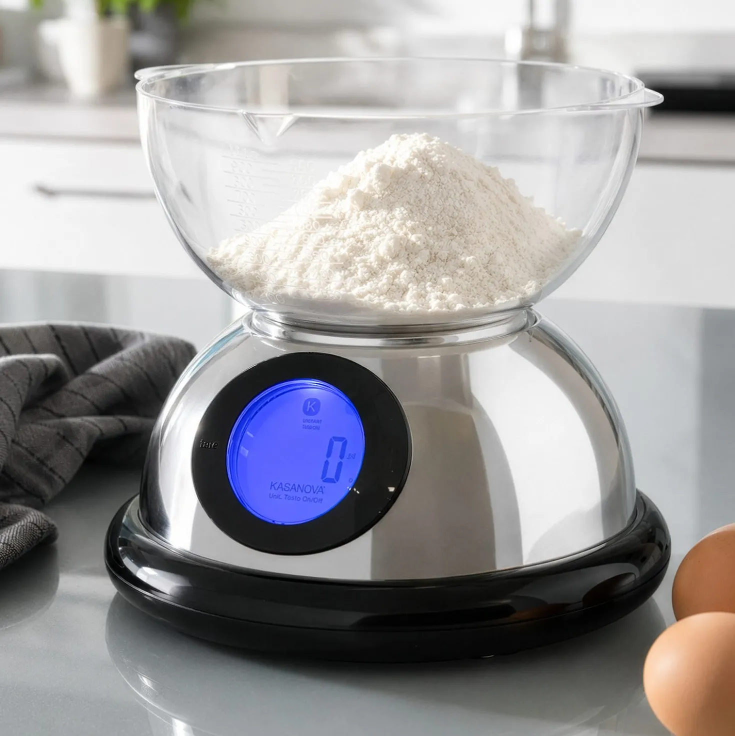 Bilancia da cucina digitale nera con ciotola Luca Trazzi