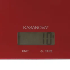 Bilancia da cucina digitale rossa rettangolare con scritta