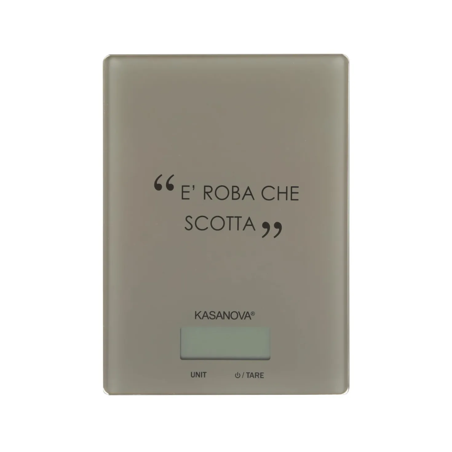 Bilancia da cucina digitale tortora rettangolare con scritta