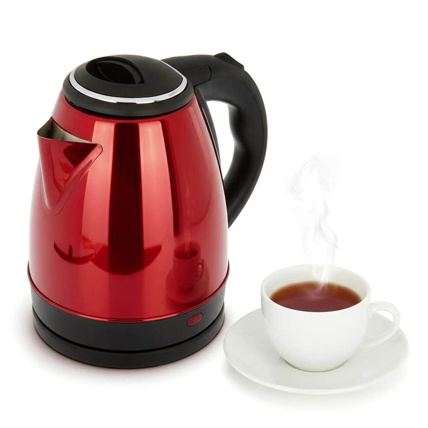 Bollitore elettrico 1,5 L rosso acciaio inox