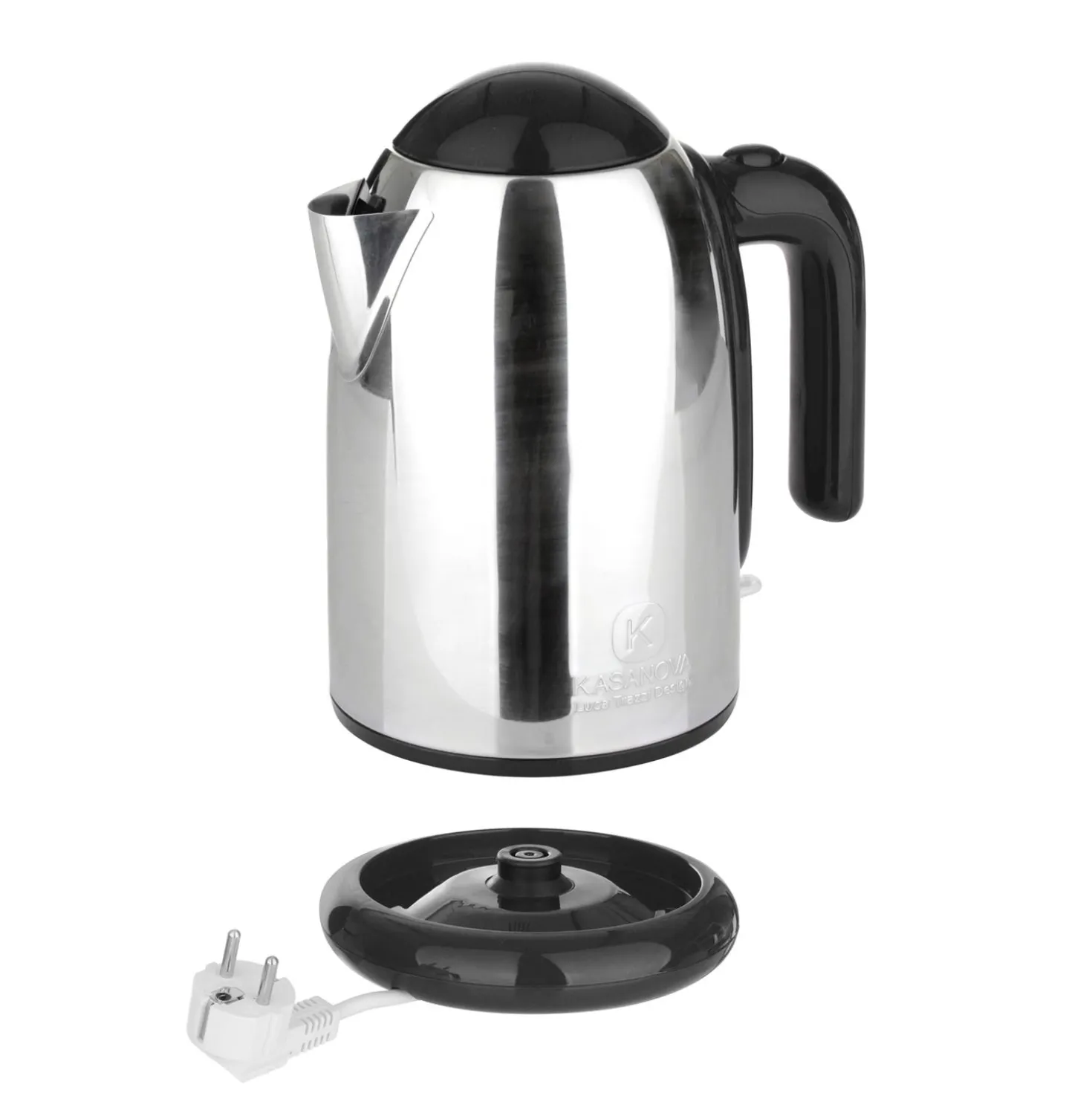 Bollitore K Line nero da 2200W - in acciaio inox, design Luca