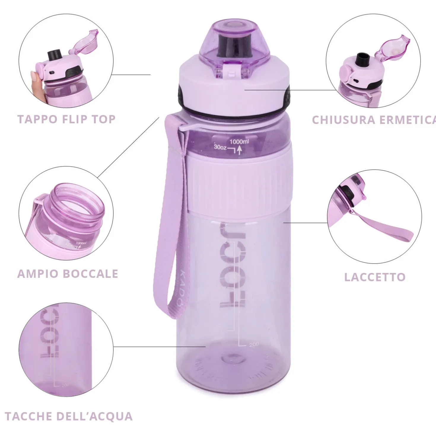 Borraccia ermetica focus 1 L rosa Dynamix