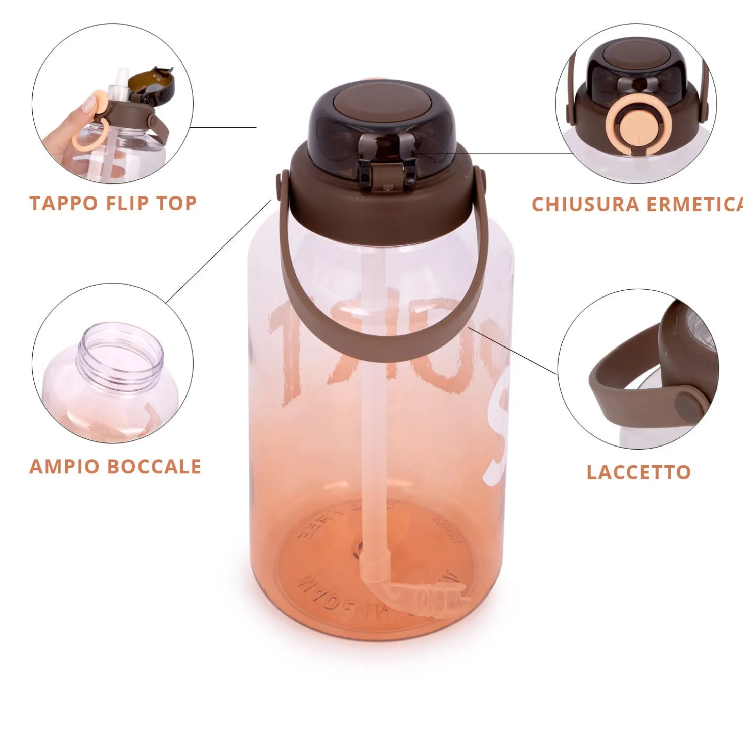 Borraccia ermetica sport 1,5 L arancione Maxima